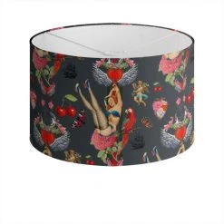 Cherry Love Bomb Drum Lampshade Ink'D By Myrtle & Mary