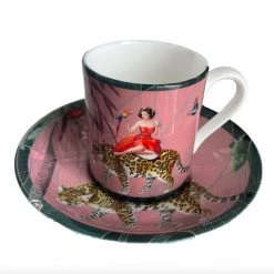 Mary Pink Bone China Espresso Cup & Saucer By Myrtle & Mary