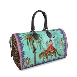 Mary Leather Duffle Bag -Turquoise By Myrtle & Mary