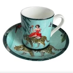 Mary Turquoise Bone China Espresso Cup & Saucer By Myrtle & Mary