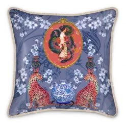 Mishcka Bluebell Silk Cushion By Myrtle & Mary